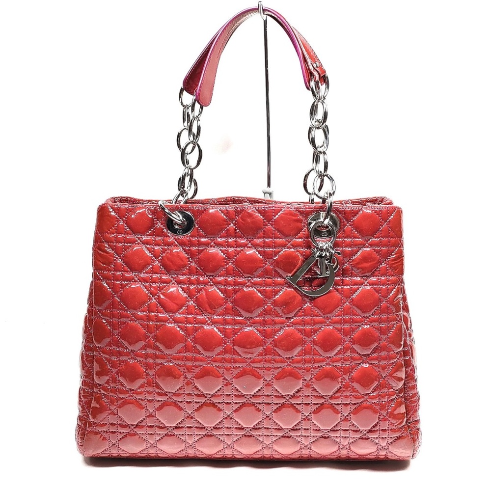 Dior Bag Red Patent Leather Quilted Vintage Preowned